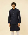 Midnight Blue Triangular Patterned Kurta Jacket Set